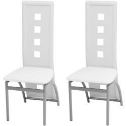 Cadeiras de jantar 2 pcs couro artificial branco