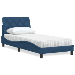 Cama com colchão 80x200 cm tecido azul