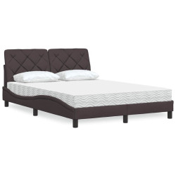 Cama com colchão 120x200 cm tecido castanho-escuro