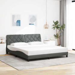 Estrutura de cama sem colchão 180x200 cm tecido cinzento-escuro