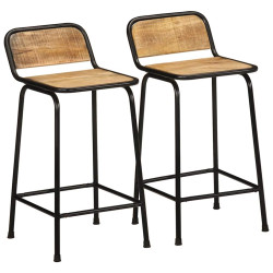 Bancos de bar 2 pcs madeira maciça de mangueira rústica