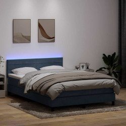Cama box spring c/ colchão e LED 160x210 cm veludo cinzento-escuro