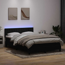 Cama box spring c/ colchão e LED 160x210 cm veludo preto