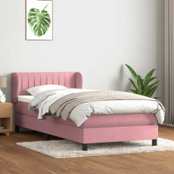 Cama com molas/colchão 80x220 cm veludo rosa