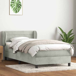 Cama com molas/colchão cinzento-claro 80x210 cm veludo