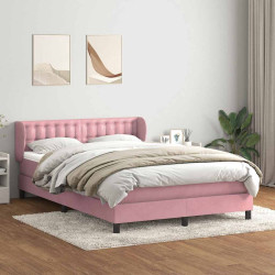 Cama box spring com colchão 160x210 cm veludo rosa