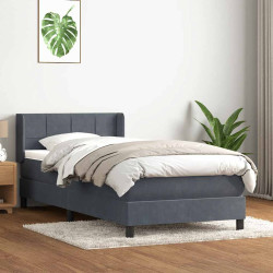 Cama com molas/colchão cinza-escuro 80x220 cm veludo