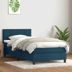 Cama com molas/colchão 80x220 cm veludo azul-escuro