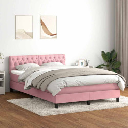 Cama com molas/colchão 140x220 cm veludo rosa