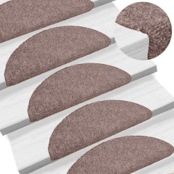 Tapetes de escada autoadesivos 30 peças 65x21x4 cm marrom claro semicircular grande