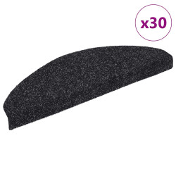 Tapetes de escada autoadesivos 30 peças 65x21x4 cm pretos semicirculares grandes