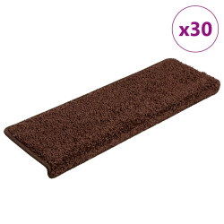 Tapetes de escada 30 peças 65x21x4 cm marrom com borda retangular