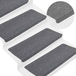 Tapetes de escada adesivos 30 pcs 65x24,5x3,5 cm cinzento