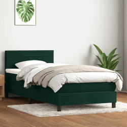 Cama com molas/colchão verde-escuro 80x220 cm veludo