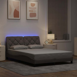 Estrutura de cama com LED sem colchão 140x200 cm tecido