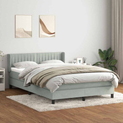 Cama com molas/colchão 160x210 cm veludo cinzento-claro