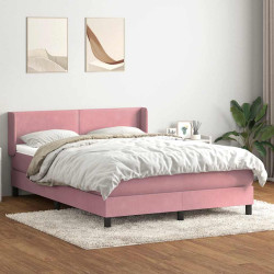 Cama box spring com colchão 160x210 cm veludo rosa
