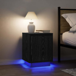 Mesas cabeceira c/ luzes LED 2 pcs 38x34x50 cm preto