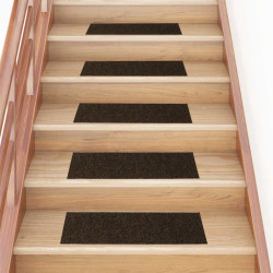 Tapetes de escada autoadesivos 30 peças 76x20 cm marrom retangular