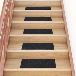 Tapetes de escada autoadesivos 30 peças 60x25 cm cinzento escuro retangulares