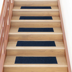 Tapetes de escada autoadesivos 30 peças 76x20 cm azul marinho retangular