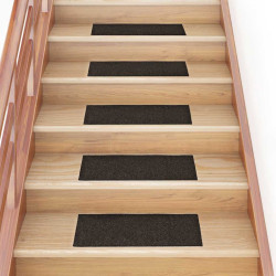 Tapetes de escada autoadesivos 30 peças 60x25 cm marrom escuro retangular