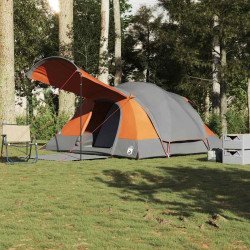 Tenda familiar túnel p/ 8 pessoas impermeável cinza/laranja