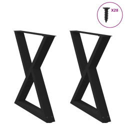 Pés para mesa de jantar 2 peças preto 80x(72-73,3) cm aço