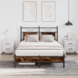 Estrutura cama s/ colchão derivados de madeira carvalho fumado