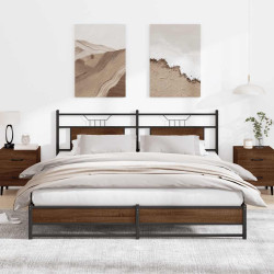 Estrutura cama sem colchão 183x213 cm metal carvalho castanho