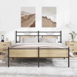 Estrutura de cama sem colchão 183x213cm metal carvalho sonoma