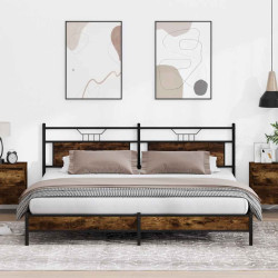 Estrutura de cama sem colchão 193x201cm metal carvalho fumado