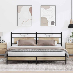 Estrutura de cama sem colchão 193x201cm metal carvalho sonoma