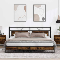 Estrutura de cama sem colchão 193x201cm metal carvalho fumado