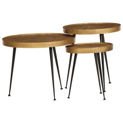 Mesas de centro 3 pcs derivados de madeira dourado