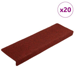 Tapetes de escada autoadesivos 20 peças 65x21x4 cm vermelho bordô com borda retangular