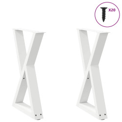 Pés para mesa de jantar 2 peças, branco, 60x(72-73,3) cm, aço
