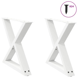 Pés para mesa de centro 2 peças, branco, 60x(42-43,3) cm, aço