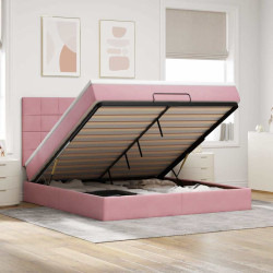 Estrutura de cama otomana com colchões 160x200 cm veludo rosa
