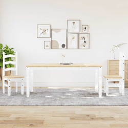 3 Pcs conjunto de jantar panama madeira pinho maciça branco