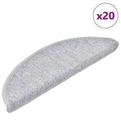 Tapetes de escada 20 peças 56x17x3 cm cinza claro semicircular