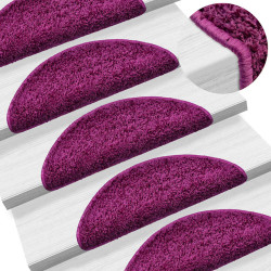 Tapetes de escada 20 peças 56x17x3 cm violeta semicircular