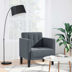 Poltrona com apoio de braços 53 cm veludo cinzento-escuro