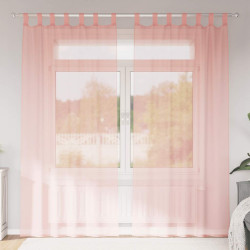 Cortinas de voile com bolsos para varão 2 pcs rosa
