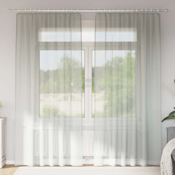 Cortinas de voile com bolsos para varão 2 pcs cinzento-claro