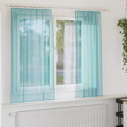 Cortinas de voile com bolsos para varão 2 pcs turquesa
