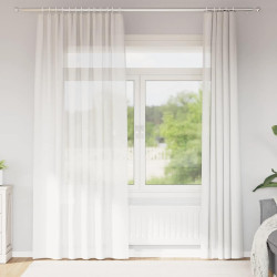Cortinas de voile com bolsos para varão 2 pcs branco