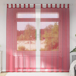 Cortinas de voile com bolsos para varão 2 pcs vermelho tinto