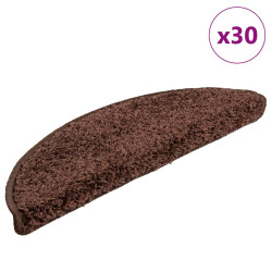 Tapetes de escada 30 peças 56x17x3 cm marrom semicircular