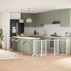 Portão p/ cães com porta dobrável 15 painéis 750cm álamo branco